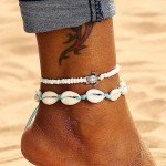 Edary Boho Parure de Cheville avec Pendentif Tortue, Couleur Blanc, Vendu par Winplle Sho