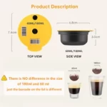 Capsules de Café Réutilisables 60ml avec Couvercle en Silicone, Compatible avec Bosch Happy Suny Vivy Tassimo, Vendues par Winplle Shop