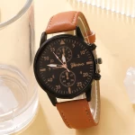 Montre-Bracelet Militaire pour Hommes OLUYNG - En Cuir, Alliage, Analogique, Business, Marron 2, Vendu par Winplle Shop