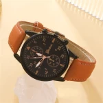 Montre-Bracelet Militaire pour Hommes OLUYNG - En Cuir, Alliage, Analogique, Business, Marron 2, Vendu par Winplle Shop