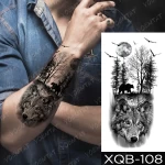 Tatouage Autocollant Temporaire Étanche, Motifs Prier, Croix, Discuter, Tigre, Loup, Animal Sauvage, pour Homme et Femme, 5 Pièces, Vendu par Winplle