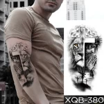 Tatouage Autocollant Temporaire Étanche, Motifs Prier, Croix, Discuter, Tigre, Loup, Animal Sauvage, pour Homme et Femme, 5 Pièces, Vendu par Winplle