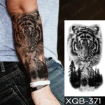 Tatouage Autocollant Temporaire Étanche, Motifs Prier, Croix, Discuter, Tigre, Loup, Animal Sauvage, pour Homme et Femme, 5 Pièces, Vendu par Winplle